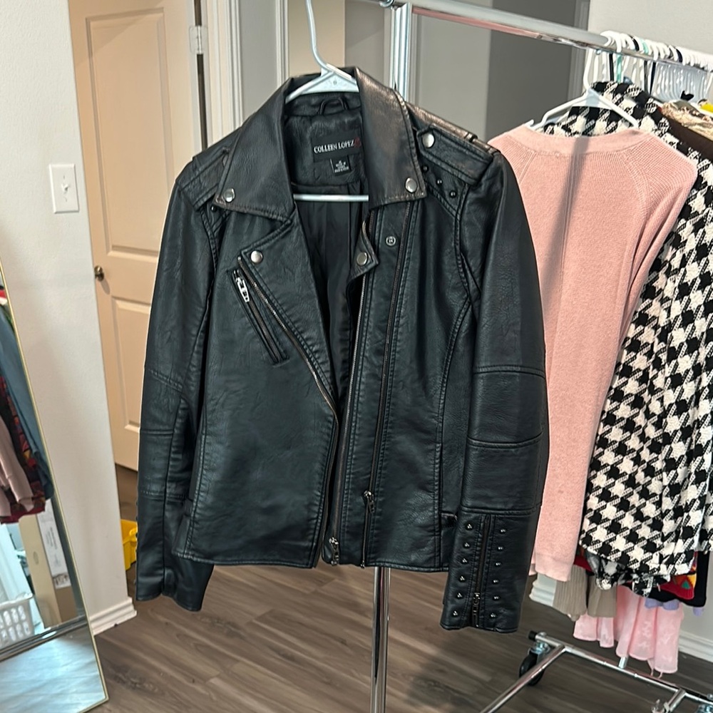 Colleen Lopez Black Leather Moto Jacket